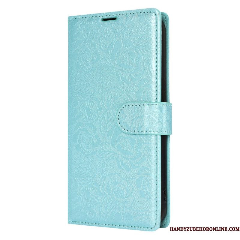Leren Hoesje Samsung Galaxy S25 Plus 5g Bloemenprint Met Bandje