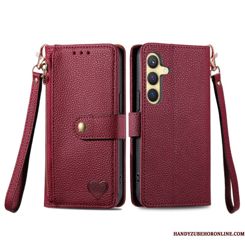 Leren Hoesje Samsung Galaxy S25 Plus 5g Leren Portemonnee Met Anti-rfid Ritsvak Bescherming Hoesje