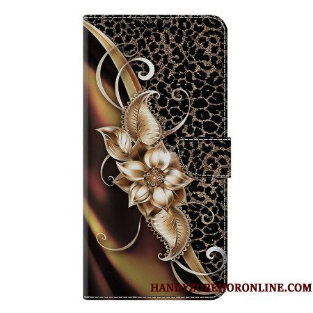 Leren Hoesje Samsung Galaxy S25 Plus 5g Metallic Bloemen Bescherming Hoesje