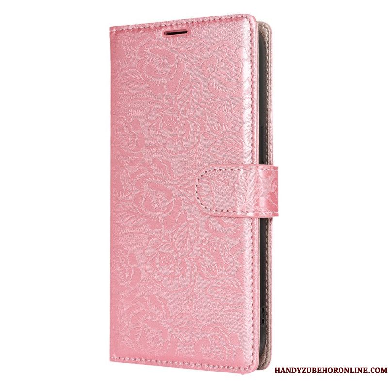 Leren Hoesje Samsung Galaxy S25 Ultra 5g Bloemenprint Met Bandje