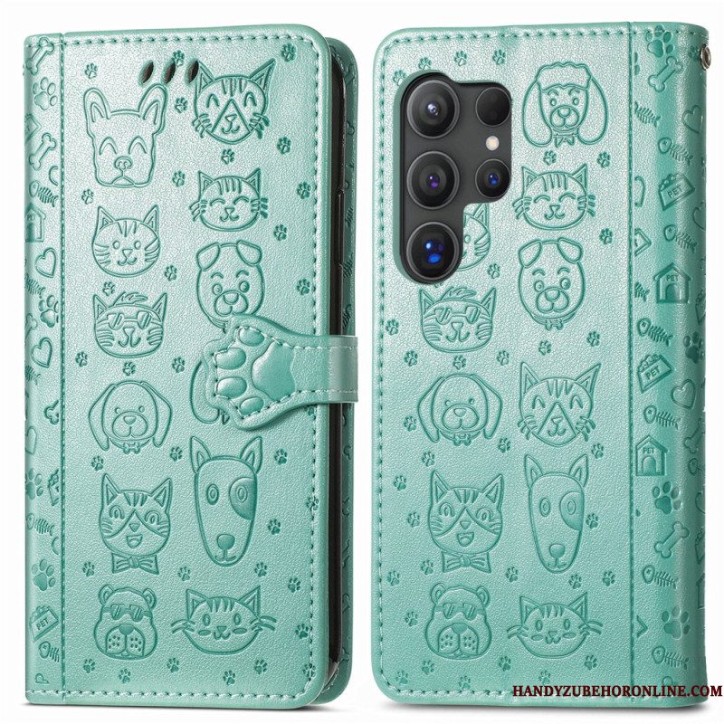 Leren Hoesje Samsung Galaxy S25 Ultra 5g Geanimeerde Dieren