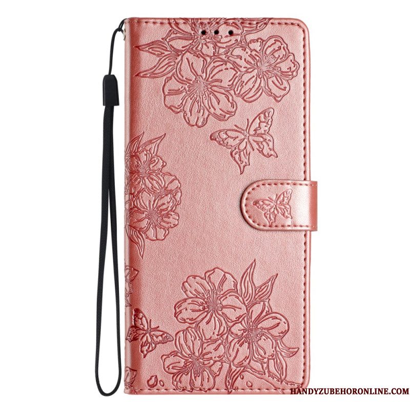 Leren Hoesje Samsung Galaxy S25 Ultra 5g Kersenbloesems Bescherming Hoesje