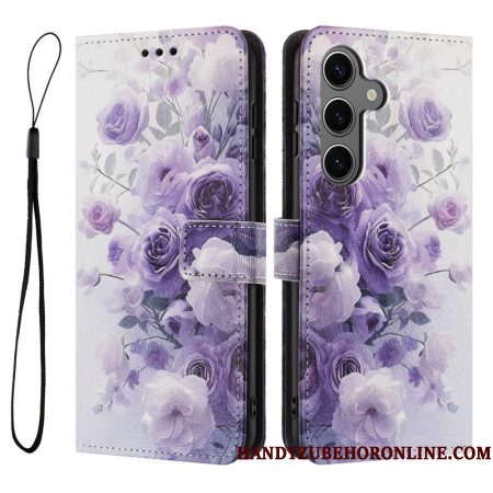 Leren Hoesje Samsung Galaxy S26 Paarse Rozen