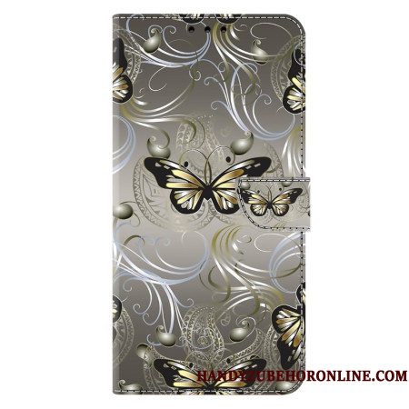 Leren Hoesje Samsung Galaxy S26 Plus Kanten Vlinders Bescherming Hoesje