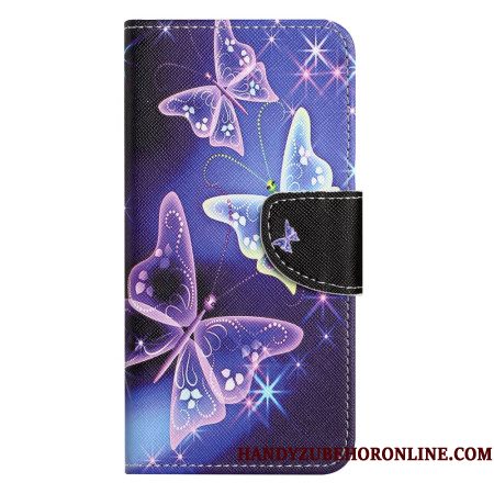 Leren Hoesje Samsung Galaxy S26 Plus Sprankelende Vlinders