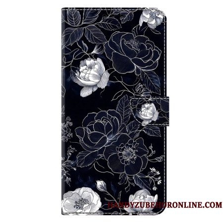 Leren Hoesje Samsung Galaxy S26 Plus Vintage Bloemenpatroon Bescherming Hoesje