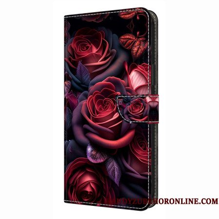 Leren Hoesje Samsung Galaxy S26 Plus Zwarte Roos Bescherming Hoesje
