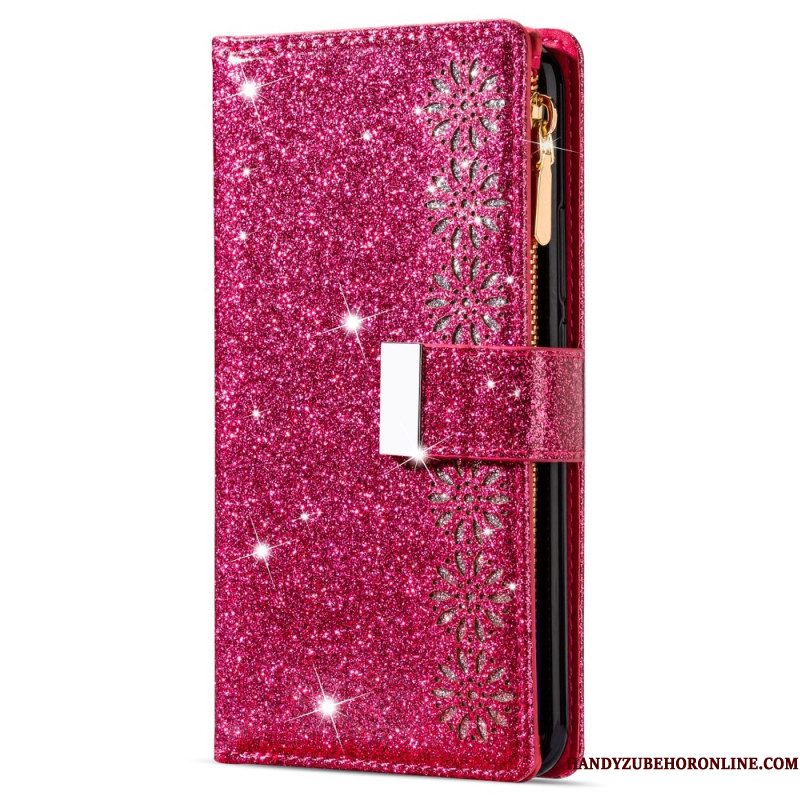 Leren Hoesje Samsung Galaxy S26 Portemonnee Met Pailletten Bescherming Hoesje