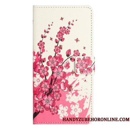 Leren Hoesje Samsung Galaxy S26 Pruimenbloesems Bescherming Hoesje