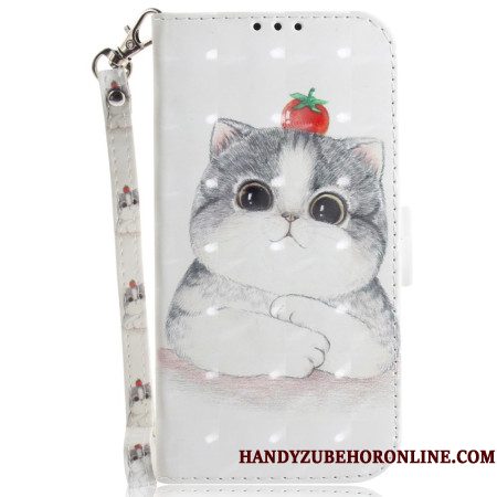 Leren Hoesje Samsung Galaxy S26 Sleutelkoord Met Schattige Kat Bescherming Hoesje