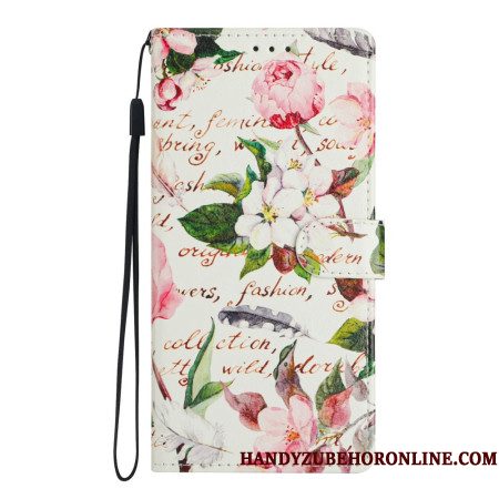 Leren Hoesje Samsung Galaxy S26 Ultra Bloemenpoëzie Bescherming Hoesje