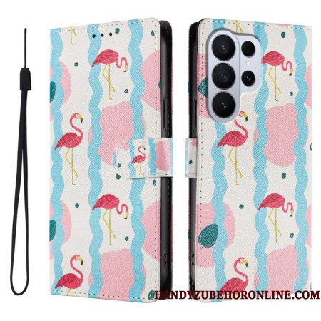 Leren Hoesje Samsung Galaxy S26 Ultra Flamingo's Bescherming Hoesje