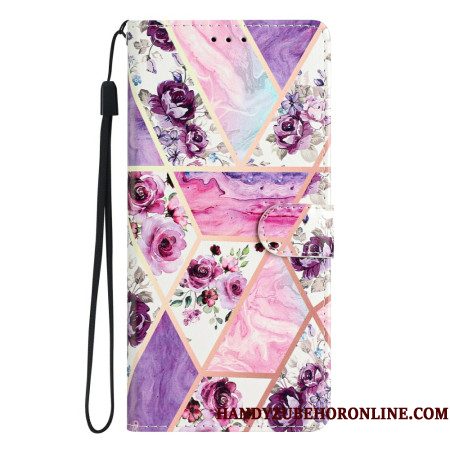 Leren Hoesje Samsung Galaxy S26 Ultra Paars Patroon Bescherming Hoesje