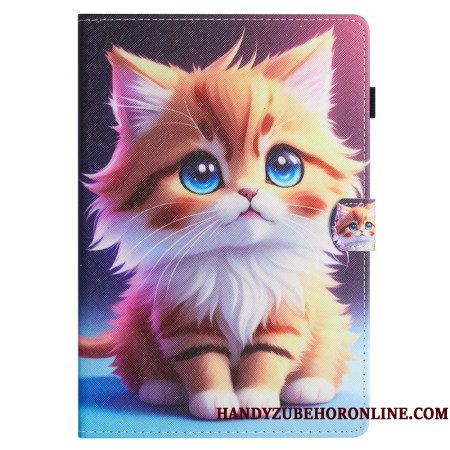 Leren Hoesje Samsung Galaxy Tab S11 Gele Kat Bescherming Hoesje