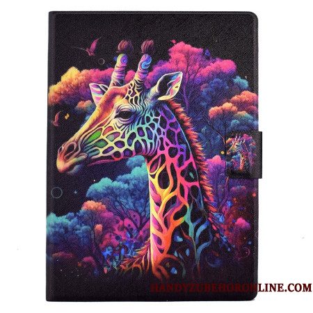 Leren Hoesje Samsung Galaxy Tab S11 Kleurrijke Giraffe
