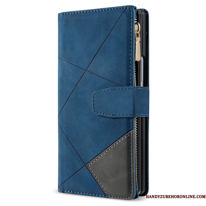 Leren Hoesje Samsung Galaxy Z Fold 7 Tweekleurige Portemonnee Bescherming Hoesje