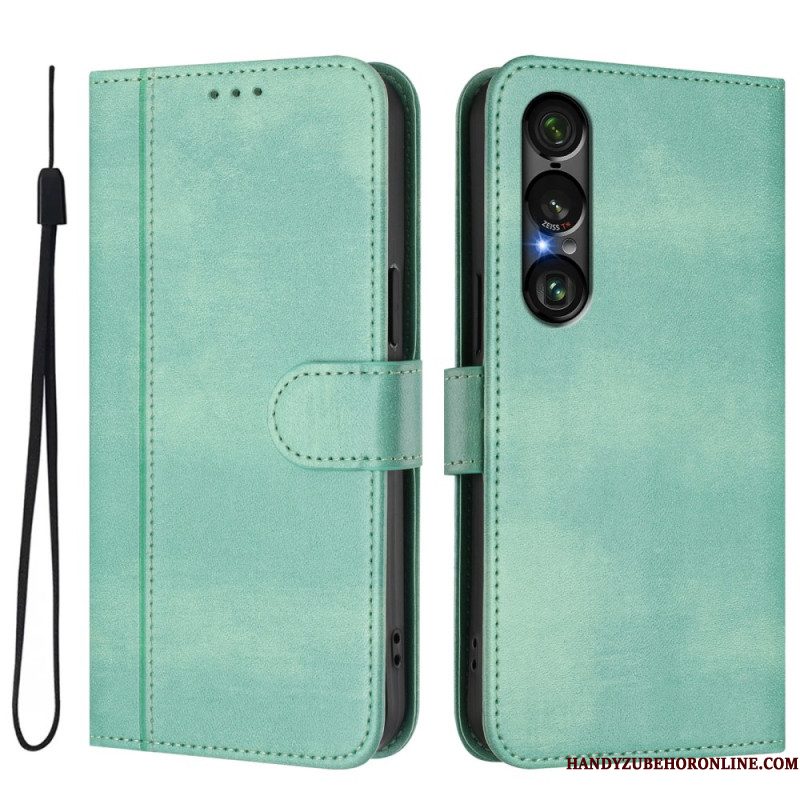 Leren Hoesje Sony Xperia 1 Vii Retro Design Bescherming Hoesje