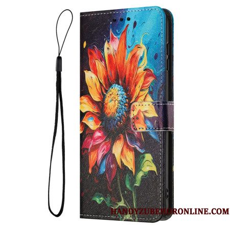 Leren Hoesje Sony Xperia 1 Vii Zonnebloempatroon Bescherming Hoesje