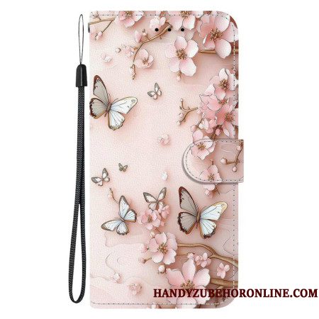 Leren Hoesje Sony Xperia 10 Vii Roze Vlinders Bescherming Hoesje