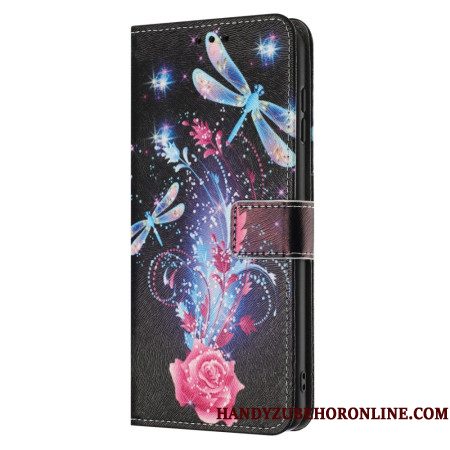 Leren Hoesje Voor Samsung Galaxy A17 4g / 5g Kleurrijke Libellen