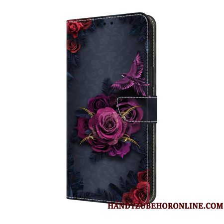 Leren Hoesje Voor Samsung Galaxy S25 Fe Donkere Rozen