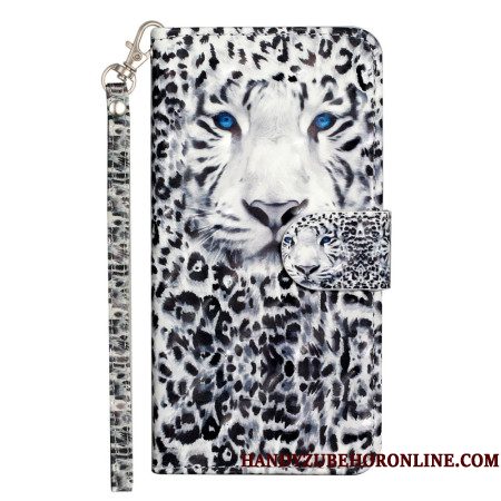 Leren Hoesje Voor Samsung Galaxy S25 Fe Luipaard Met Koord