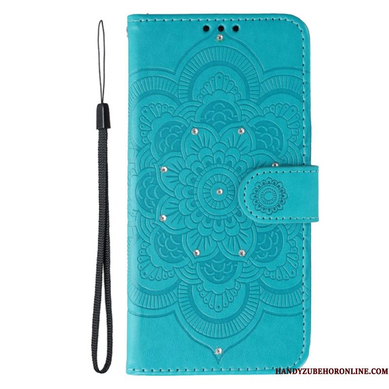 Leren Hoesje Voor Samsung Galaxy S25 Fe Mandala En Strass-steentjes
