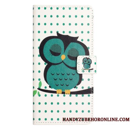 Leren Hoesje Voor Samsung Galaxy S25 Fe Slapende Uil