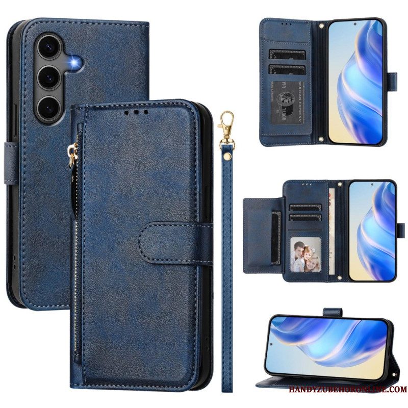 Leren Hoesje Voor Samsung Galaxy S25 Plus 5g Portemonnee Met Bandje