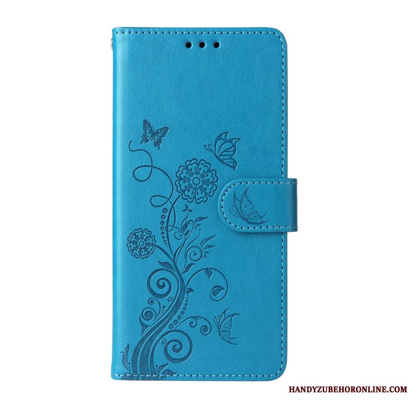 Leren Hoesje Voor Samsung Galaxy S26 Bloemenvlinders
