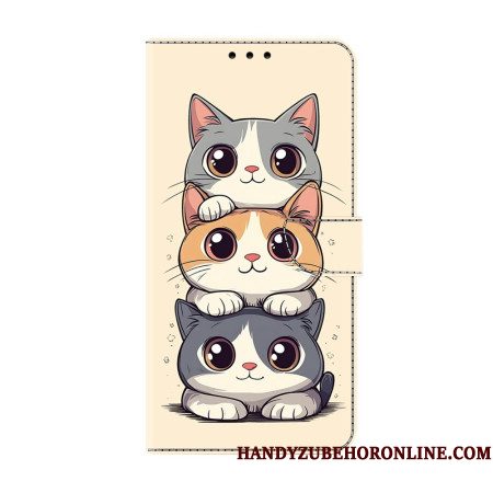 Leren Hoesje Voor Samsung Galaxy S26 Gestapelde Katten
