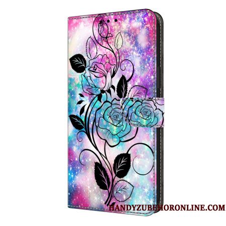 Leren Hoesje Voor Samsung Galaxy S26 Plus Getekende Roos