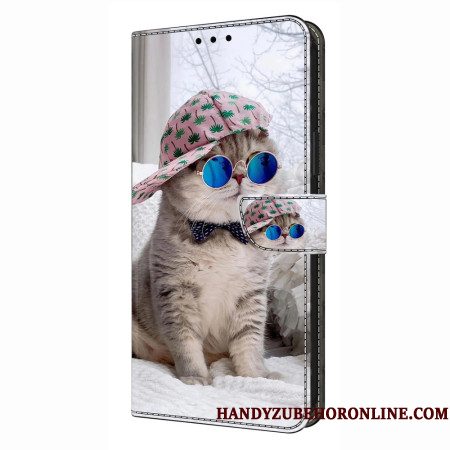 Leren Hoesje Voor Samsung Galaxy S26 Plus Kat Met Hoed