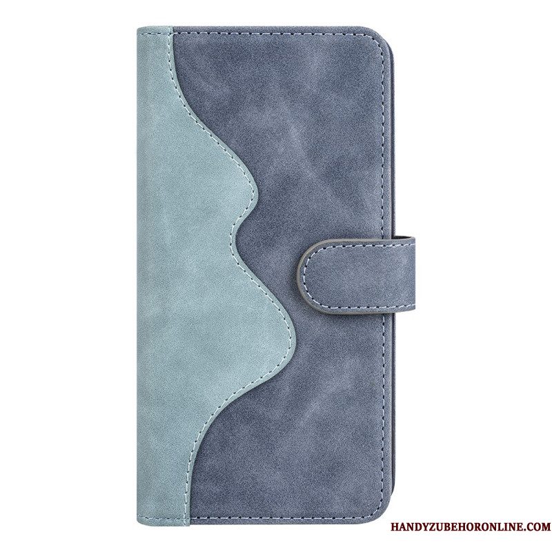 Leren Hoesje Voor Samsung Galaxy S26 Plus Tweekleurig Grafisch Ontwerp