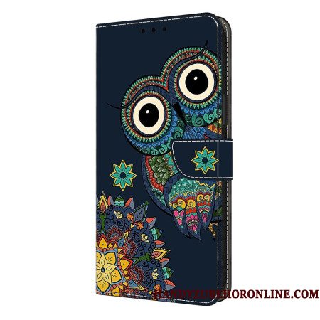 Leren Hoesje Voor Samsung Galaxy S26 Plus Uilenmandala-patroon