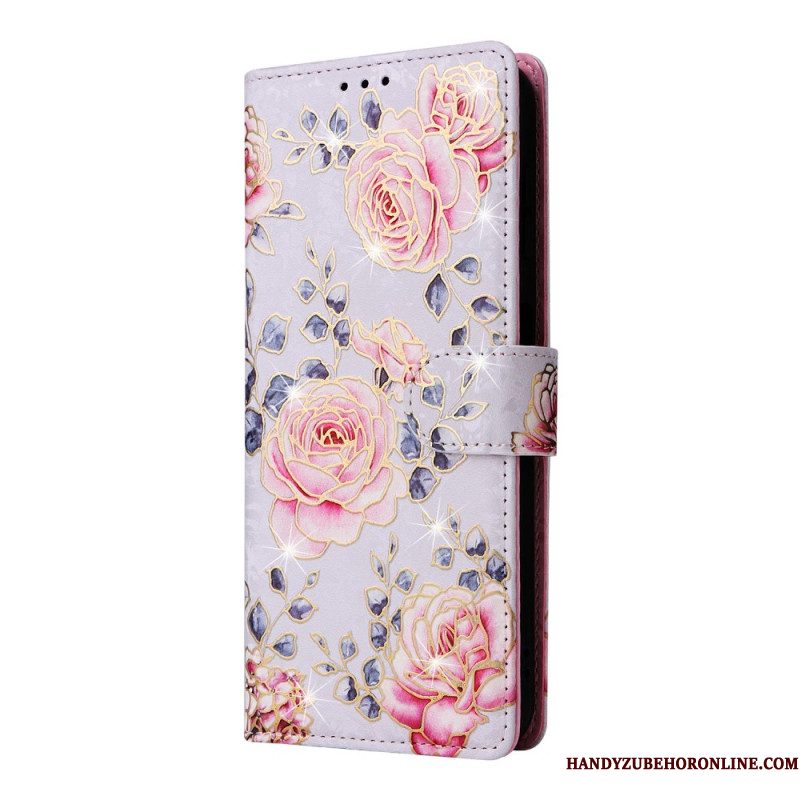 Leren Hoesje Voor Samsung Galaxy S26 Rfid-blokkerend Bloemenpatroon