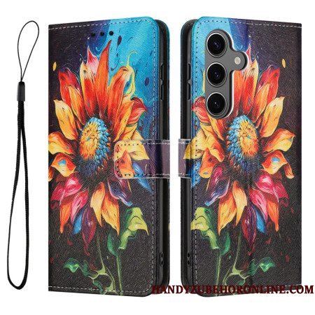 Leren Hoesje Voor Samsung Galaxy S26 Zonnebloem