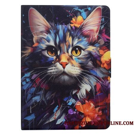 Leren Hoesje Voor Samsung Galaxy Tab S11 Artistieke Kat