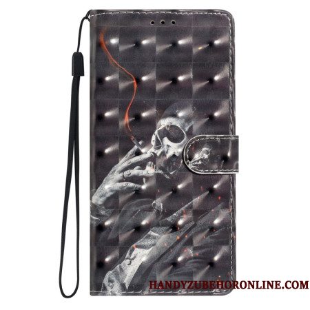 Leren Hoesje Voor Xiaomi 15 Pro 3d Rokend Skelet