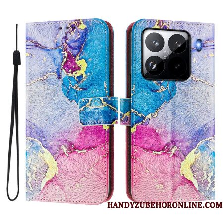 Leren Hoesje Voor Xiaomi 15 Pro Kleurrijk Marmer