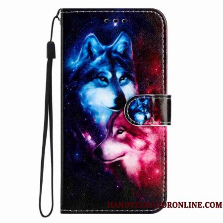 Leren Hoesje Voor Xiaomi 15t Pro Met Twee Wolven