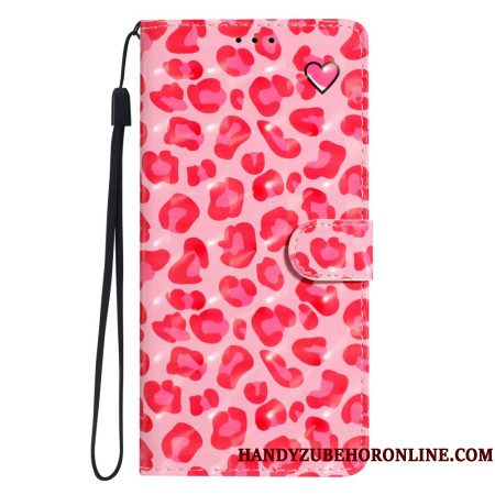 Leren Hoesje Voor Xiaomi 15t Roze Luipaardpatroon