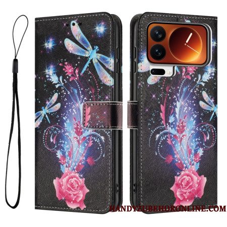 Leren Hoesje Voor Xiaomi 17 Pro Libellenpatroon