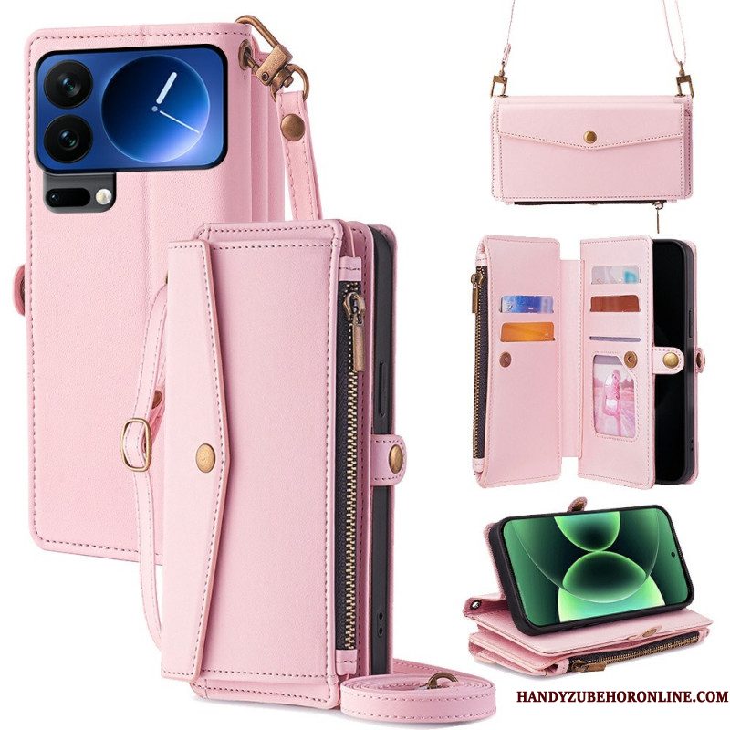 Leren Hoesje Voor Xiaomi 17 Pro Max Portemonnee En Schouderband