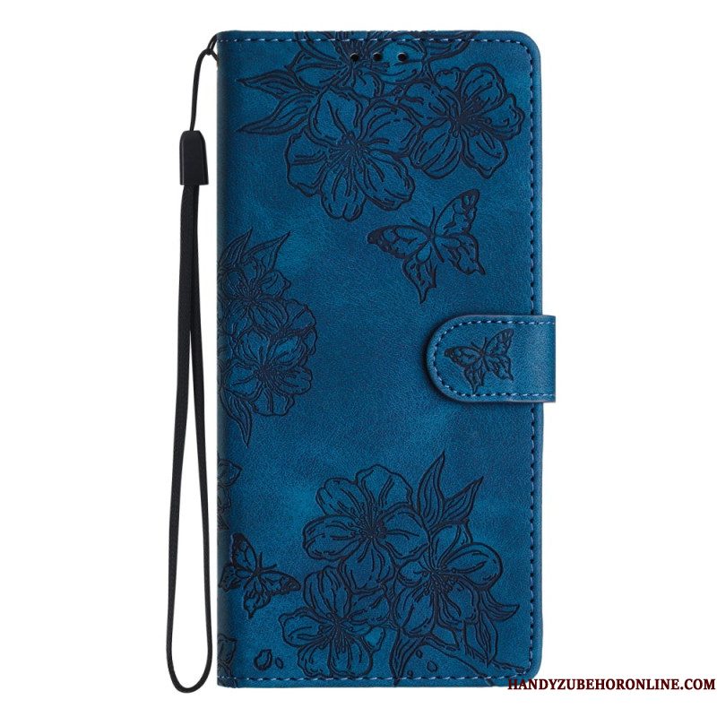Leren Hoesje Voor Xiaomi 17 Pro Max Vlinder- En Bloemenpatroon