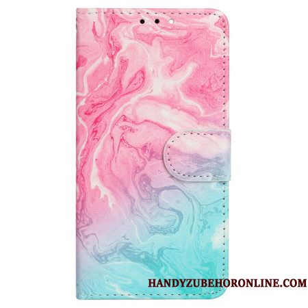 Leren Hoesje Voor Xiaomi Redmi Note 14 Pro 4g Roze En Groen Marmer