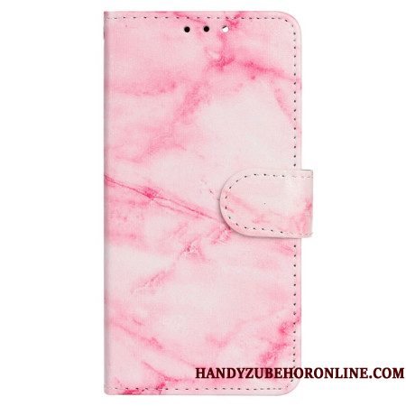 Leren Hoesje Voor Xiaomi Redmi Note 14 Pro 4g Roze Marmerpatroon