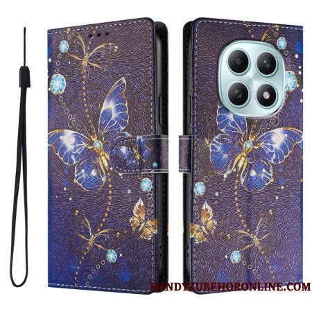Leren Hoesje Voor Xiaomi Redmi Note 15 5g Blauwe Vlinder