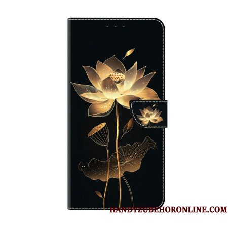 Leren Hoesje Voor Xiaomi Redmi Note 15 5g Gouden Lotus