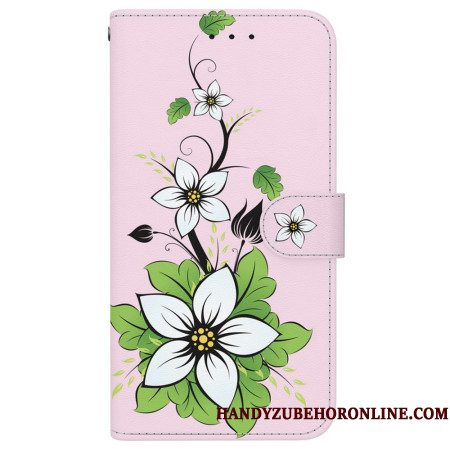 Leren Hoesje Voor Xiaomi Redmi Note 15 5g Leliepatroon